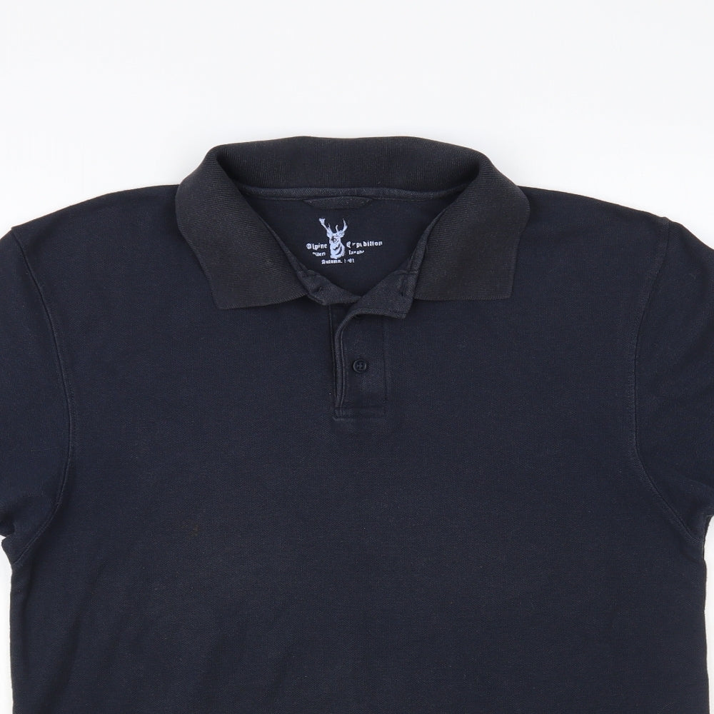 Alpine Expedition Mens Blue Cotton Polo Size L Collared Button