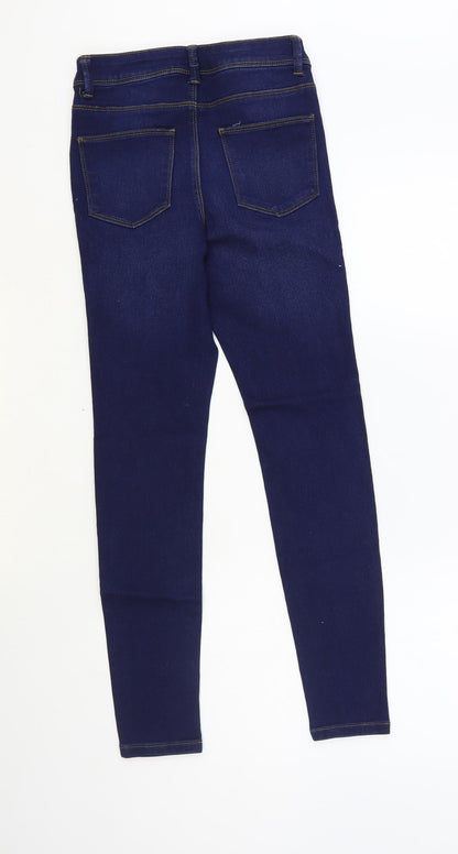 Denim & Co. Womens Blue Cotton Skinny Jeans Size 6 L27 in Regular Button