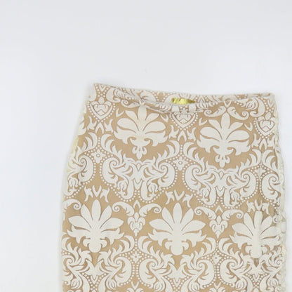 H&M Womens White Paisley Polyester Straight & Pencil Skirt Size 6 - Lace Overlay