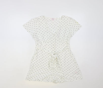Miss Selfridge Womens Polka Dot Viscose Playsuit One-Piece Size 12 Button