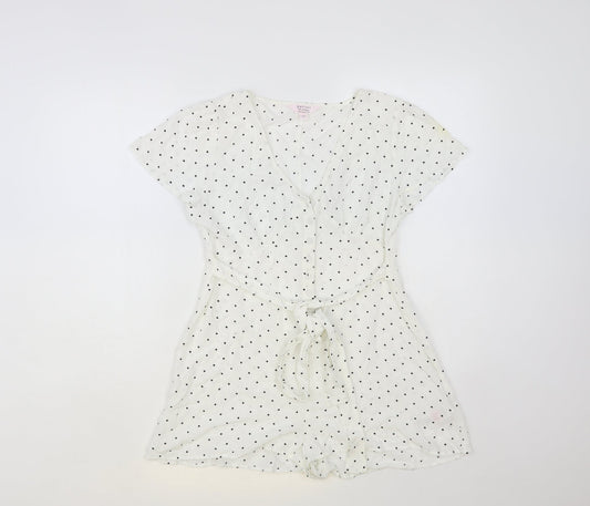 Miss Selfridge Womens Polka Dot Viscose Playsuit One-Piece Size 12 Button