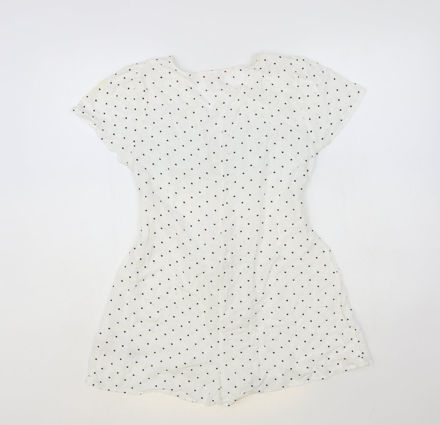 Miss Selfridge Womens Polka Dot Viscose Playsuit One-Piece Size 12 Button