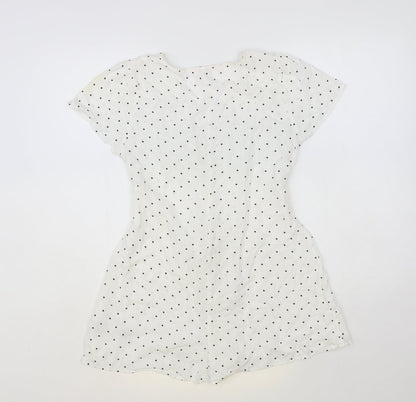 Miss Selfridge Womens Polka Dot Viscose Playsuit One-Piece Size 12 Button