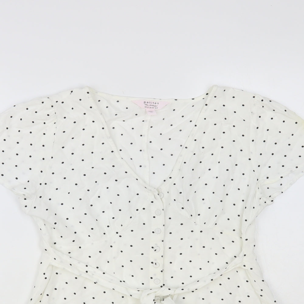 Miss Selfridge Womens Polka Dot Viscose Playsuit One-Piece Size 12 Button