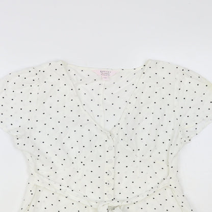 Miss Selfridge Womens Polka Dot Viscose Playsuit One-Piece Size 12 Button
