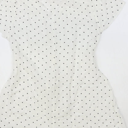 Miss Selfridge Womens Polka Dot Viscose Playsuit One-Piece Size 12 Button