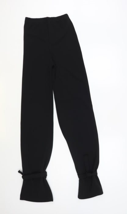 MissyEmpire Womens Black Polyester Trousers Size 6 L34 in Regular - Tie Detail