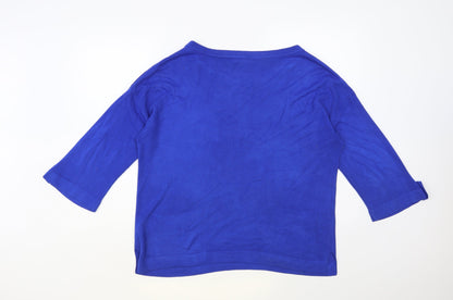 George Womens Blue Boat Neck Acrylic Pullover Jumper Size 16