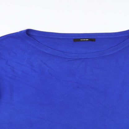 George Womens Blue Boat Neck Acrylic Pullover Jumper Size 16