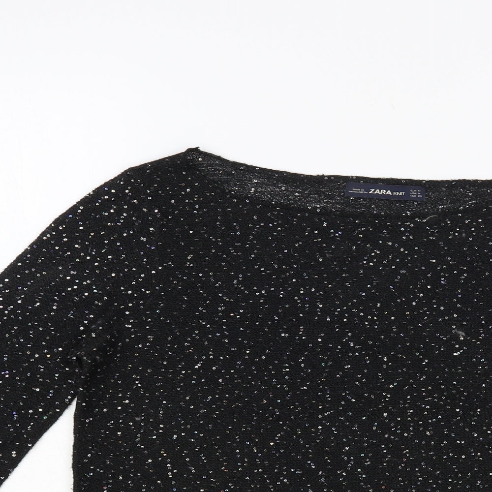Womens UK Size M Zara Black Pullover Jumper