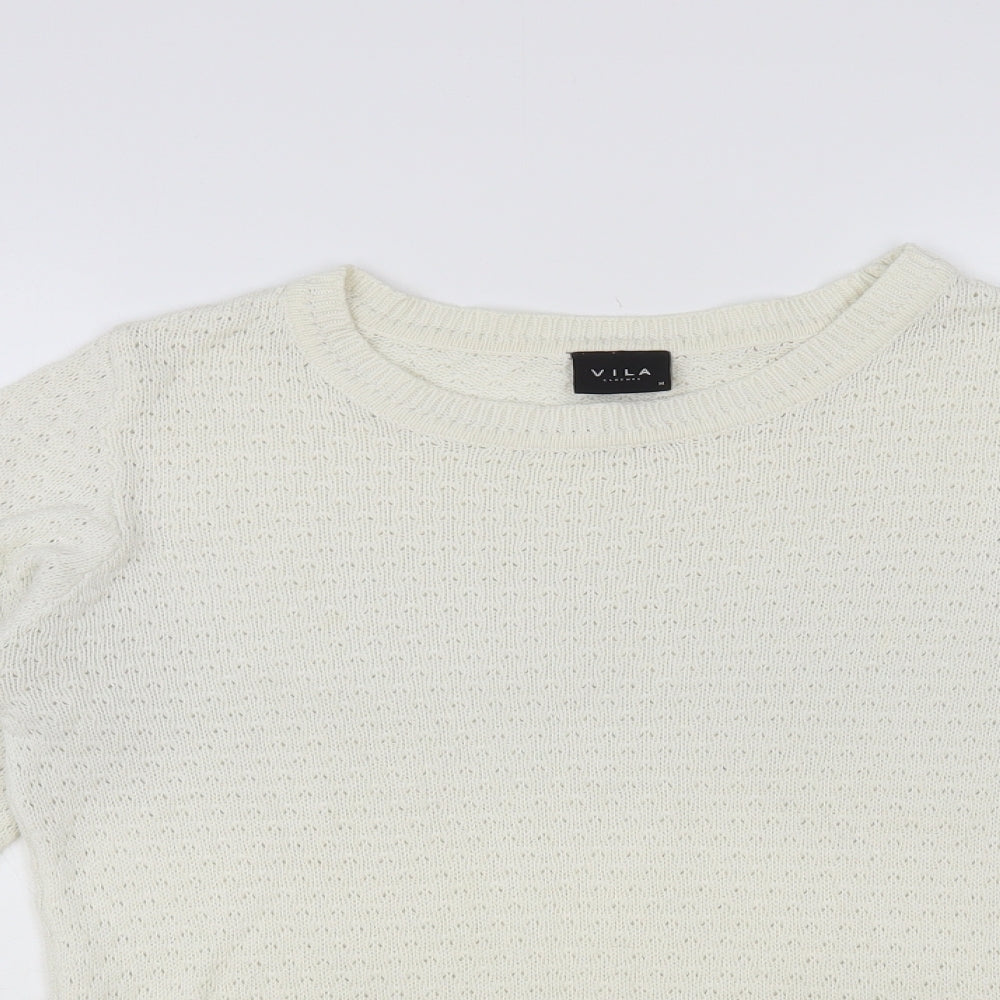 Womens UK Size M VILA White Pullover Jumper