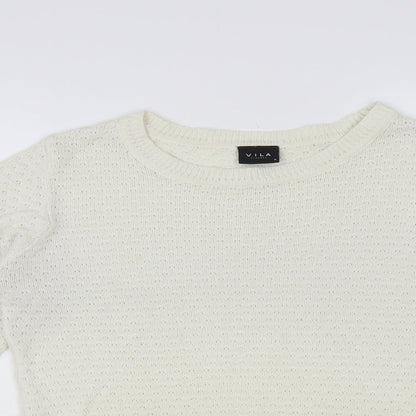 Womens UK Size M VILA White Pullover Jumper