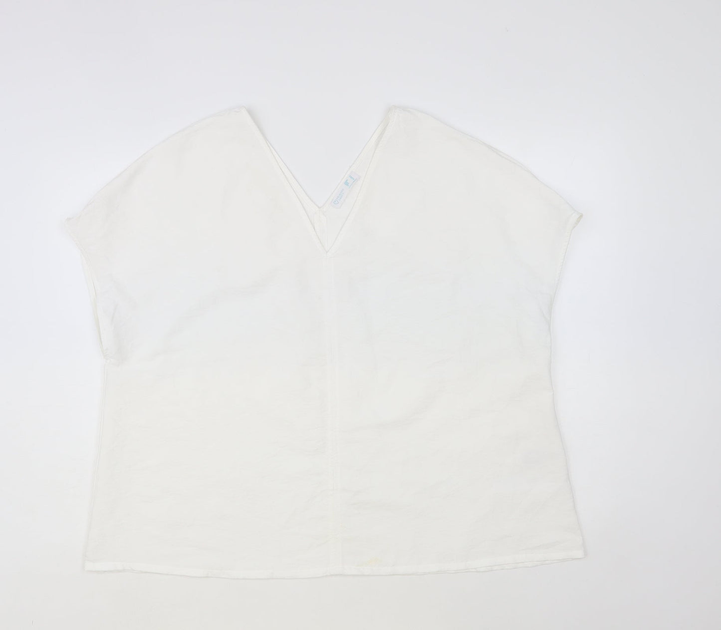 Primark Womens White Polyester Basic Blouse Size 14 V-Neck