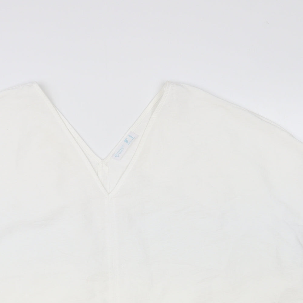 Primark Womens White Polyester Basic Blouse Size 14 V-Neck