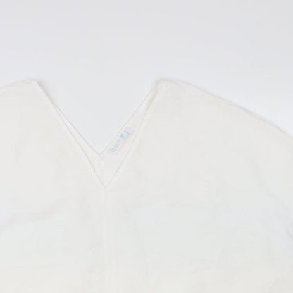 Primark Womens White Polyester Basic Blouse Size 14 V-Neck