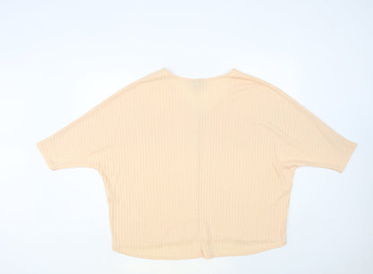 New Look Womens Orange V-Neck Polyester Pullover Jumper Size M