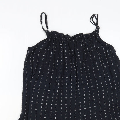 H&M Womens Blue Geometric Viscose Slip Dress Size 8 Square Neck Pullover