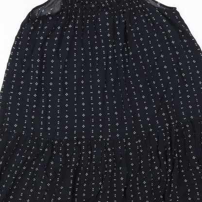 H&M Womens Blue Geometric Viscose Slip Dress Size 8 Square Neck Pullover