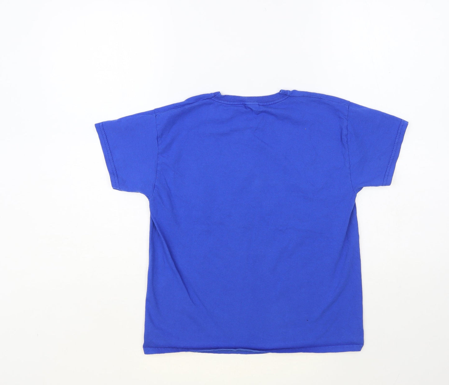 Fruit of the Loom Boys Blue Cotton Pullover T-Shirt Size 7-8 Years Crew Neck Pullover - Kaboom