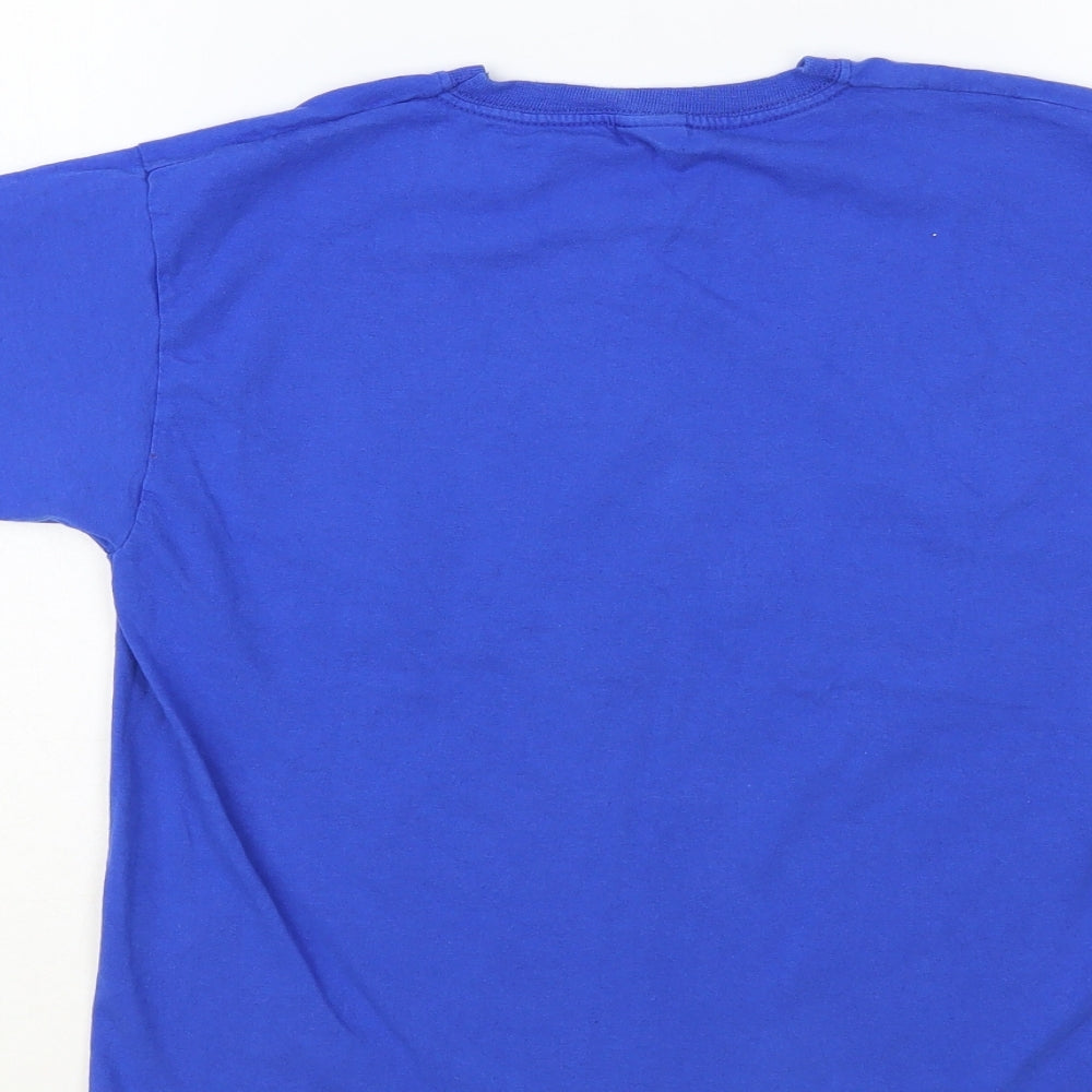 Fruit of the Loom Boys Blue Cotton Pullover T-Shirt Size 7-8 Years Crew Neck Pullover - Kaboom