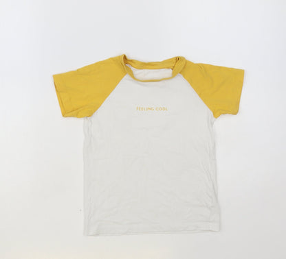 Matalan Boys White Colourblock Cotton Pullover T-Shirt Size 5-6 Years Crew Neck Pullover - Feeling Cool
