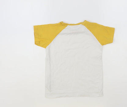 Matalan Boys White Colourblock Cotton Pullover T-Shirt Size 5-6 Years Crew Neck Pullover - Feeling Cool