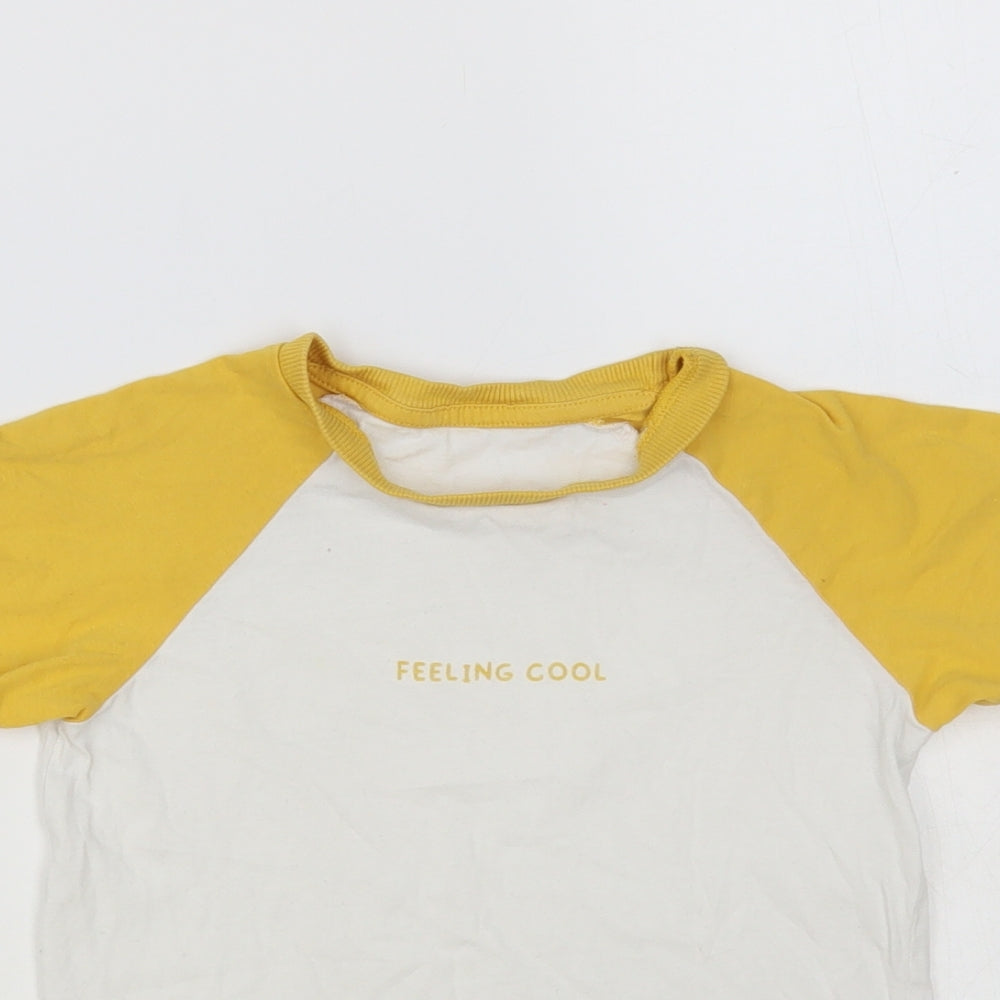 Matalan Boys White Colourblock Cotton Pullover T-Shirt Size 5-6 Years Crew Neck Pullover - Feeling Cool