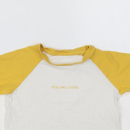 Matalan Boys White Colourblock Cotton Pullover T-Shirt Size 5-6 Years Crew Neck Pullover - Feeling Cool