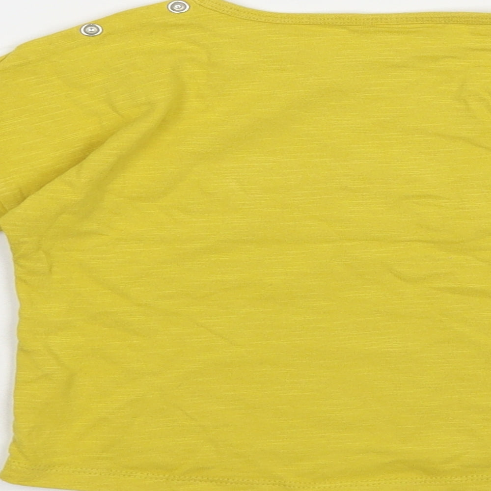 NEXT Baby Yellow Cotton Pullover T-Shirt Size 9-12 Months Crew Neck Snap - Be Happy