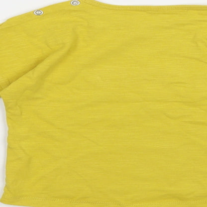 NEXT Baby Yellow Cotton Pullover T-Shirt Size 9-12 Months Crew Neck Snap - Be Happy