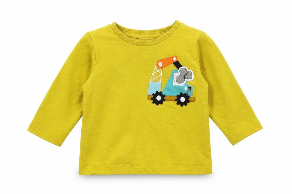 NEXT Baby Yellow Cotton Pullover T-Shirt Size 3-6 Months Crew Neck Pullover - Crane