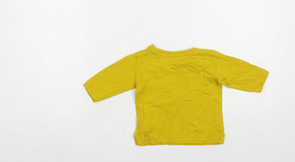 NEXT Baby Yellow Cotton Pullover T-Shirt Size 3-6 Months Crew Neck Pullover - Crane