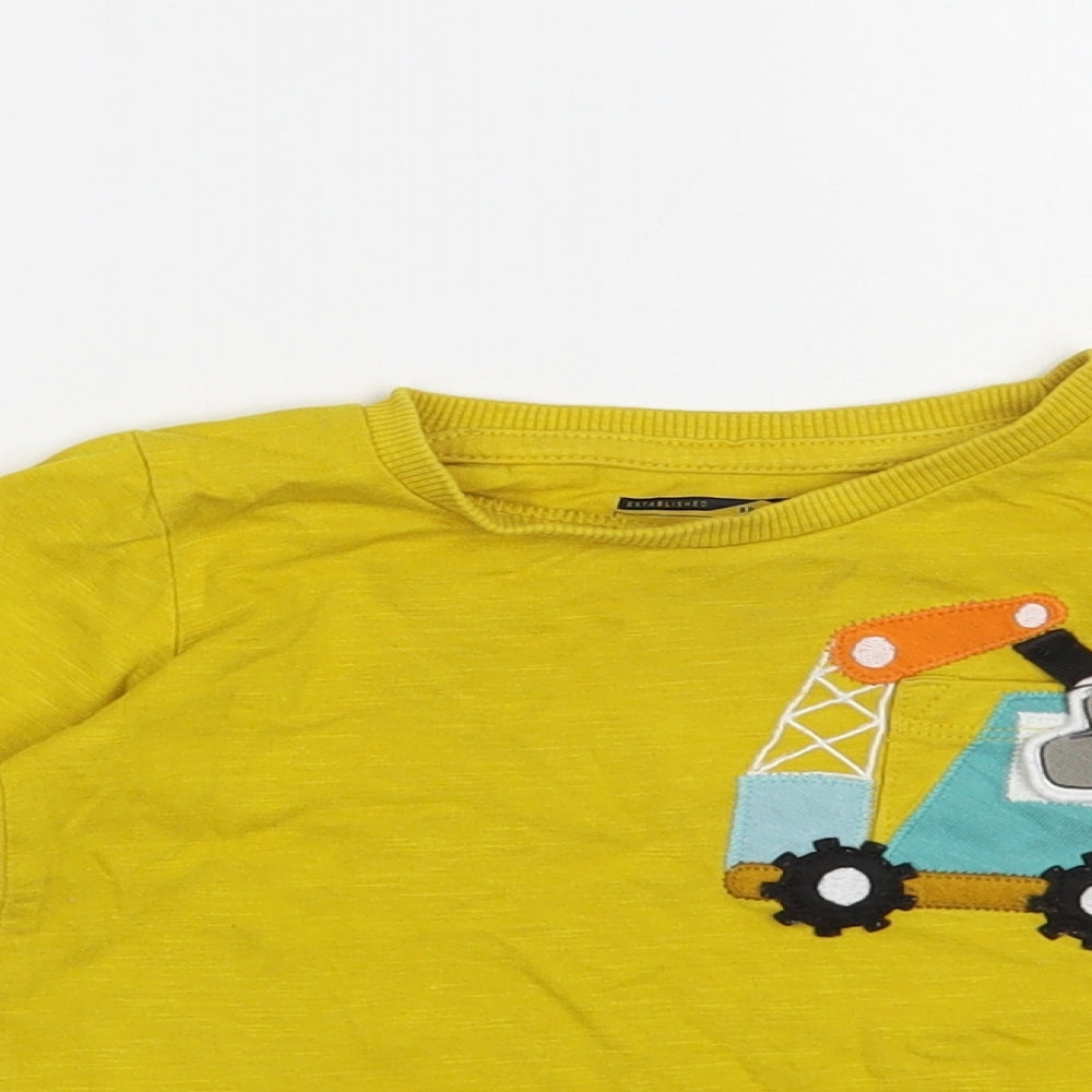 NEXT Baby Yellow Cotton Pullover T-Shirt Size 3-6 Months Crew Neck Pullover - Crane