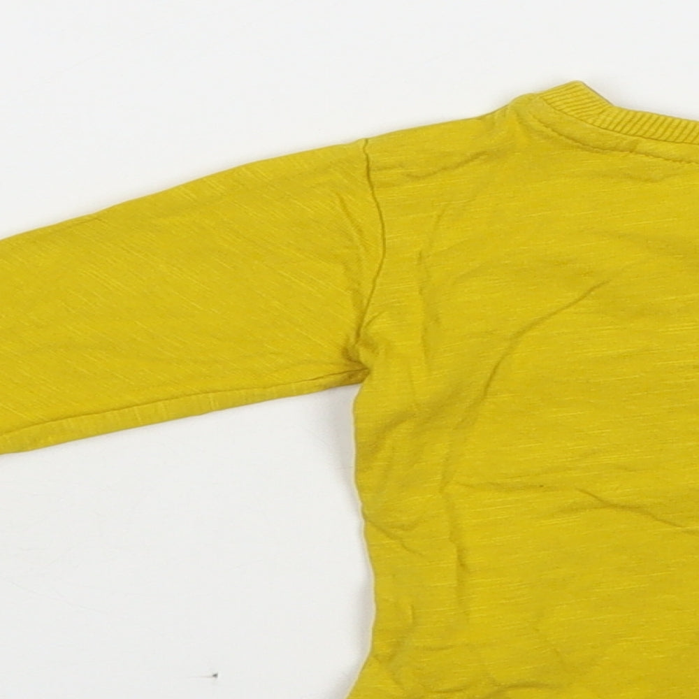NEXT Baby Yellow Cotton Pullover T-Shirt Size 3-6 Months Crew Neck Pullover - Crane