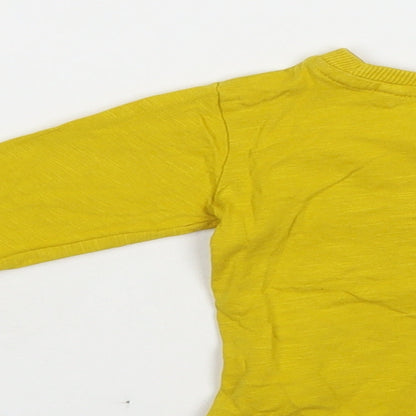 NEXT Baby Yellow Cotton Pullover T-Shirt Size 3-6 Months Crew Neck Pullover - Crane