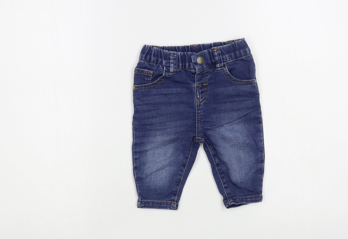 NEXT Baby Blue Cotton Jogger Jeans Size 3-6 Months Snap