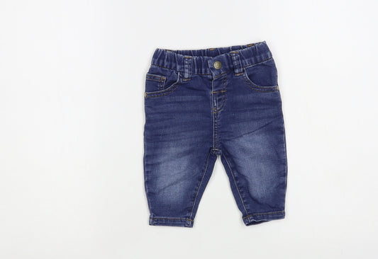 NEXT Baby Blue Cotton Jogger Jeans Size 3-6 Months Snap
