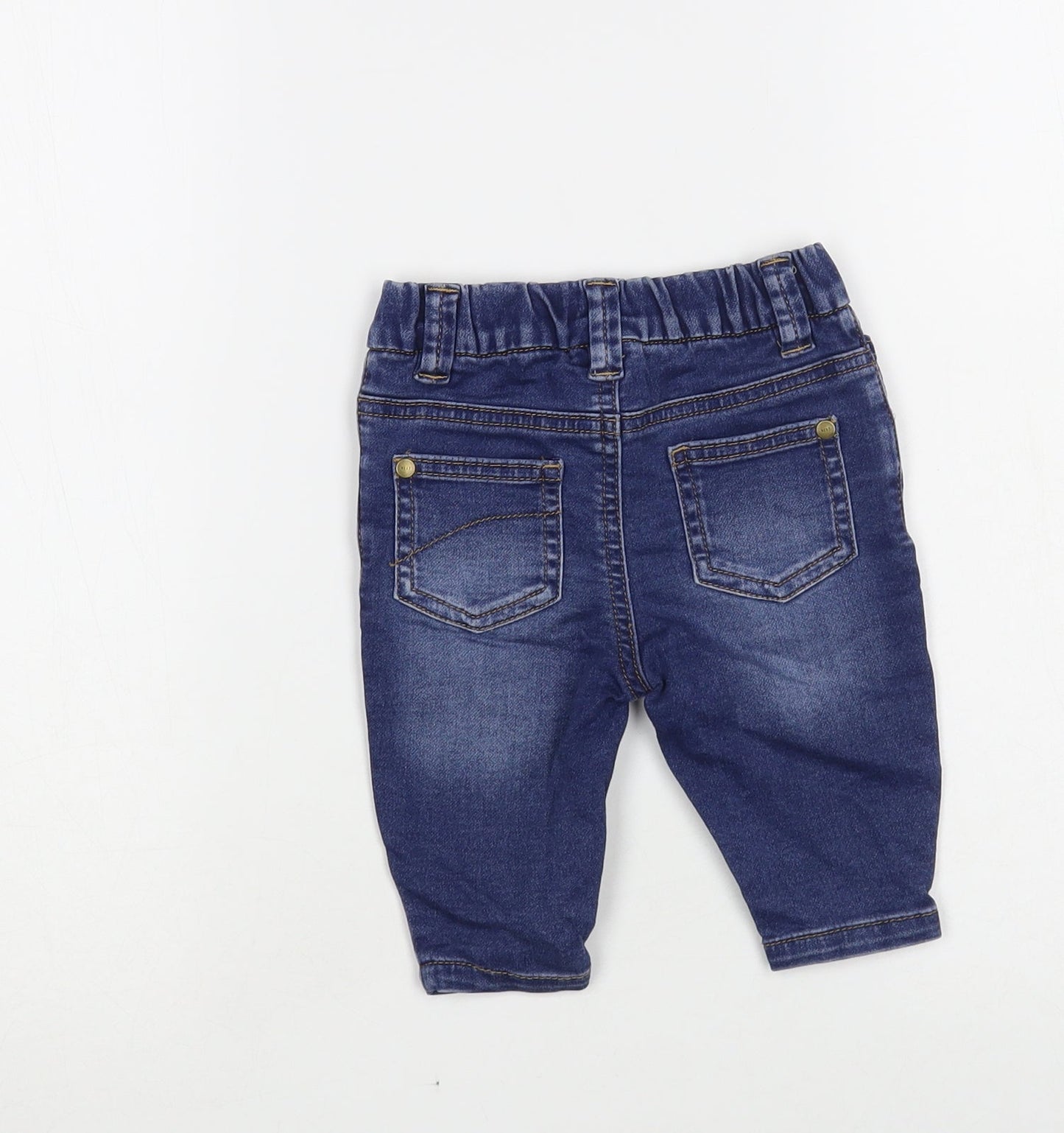 NEXT Baby Blue Cotton Jogger Jeans Size 3-6 Months Snap