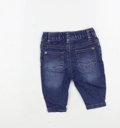 NEXT Baby Blue Cotton Jogger Jeans Size 3-6 Months Snap