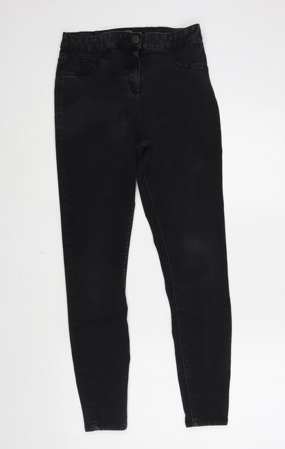Matalan Womens Black Cotton Skinny Jeans Size 12 L27 in Regular Button
