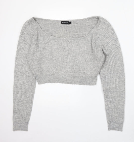 Womens UK Size M PRETTYLITTLETHING Grey Pullover Jumper