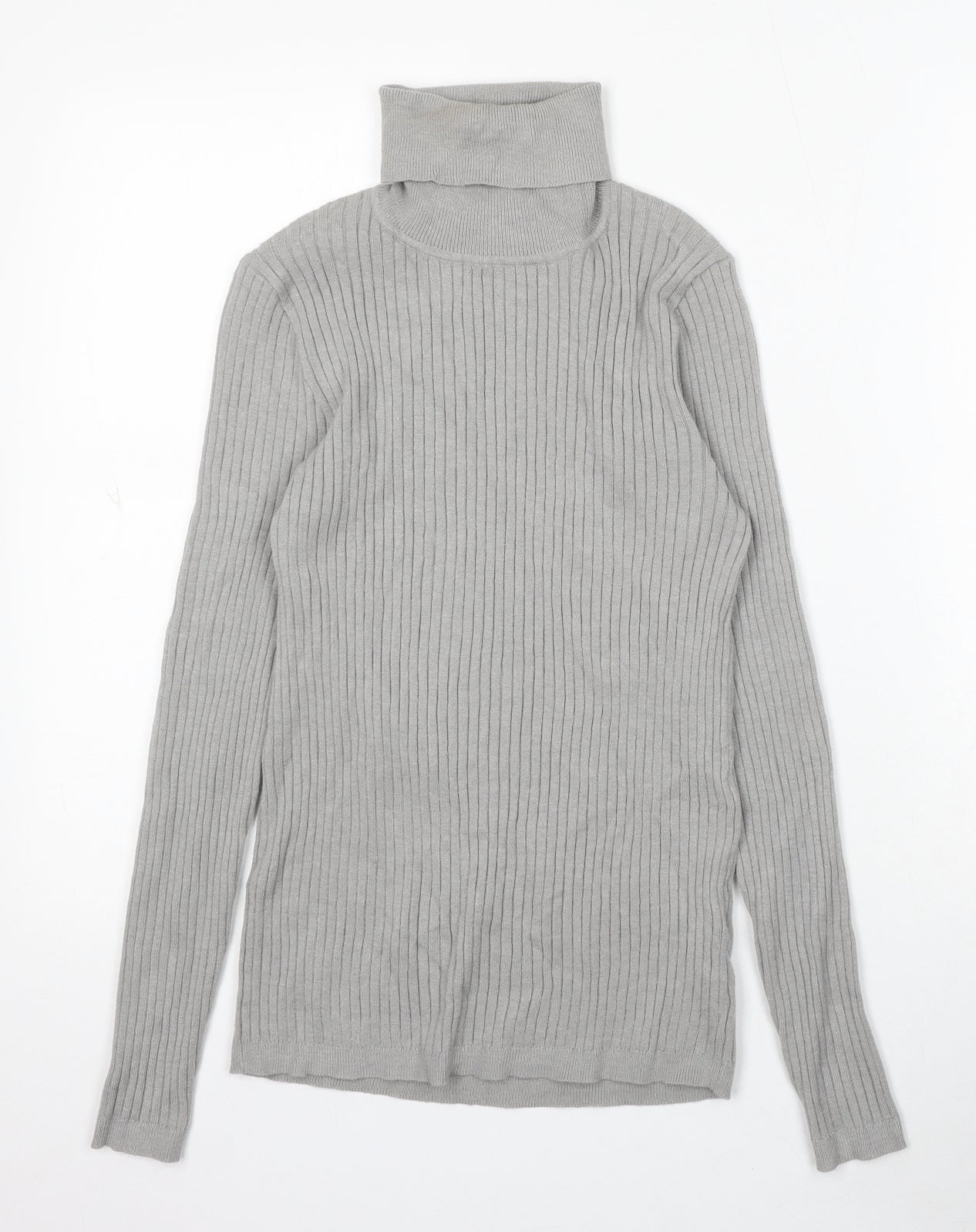 Primark Womens Grey Roll Neck Acrylic Pullover Jumper Size 12