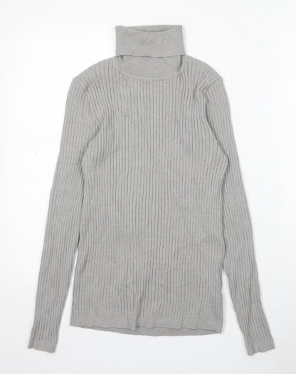 Primark Womens Grey Roll Neck Acrylic Pullover Jumper Size 12
