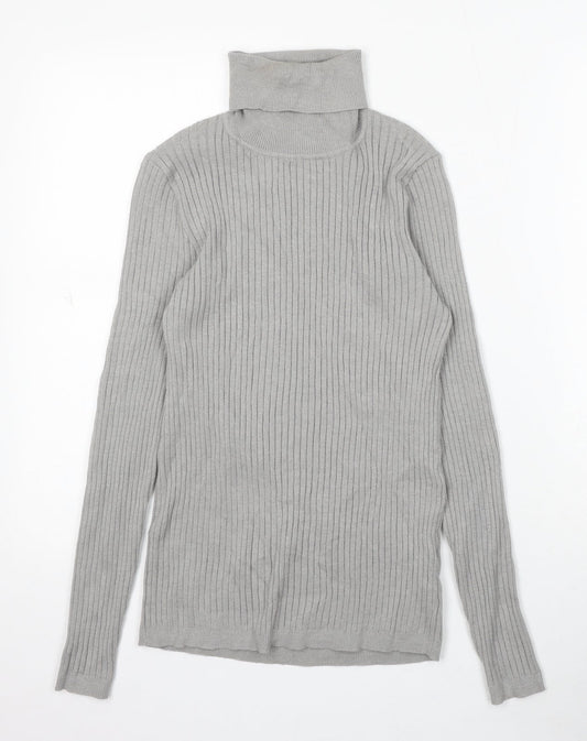Primark Womens Grey Roll Neck Acrylic Pullover Jumper Size 12