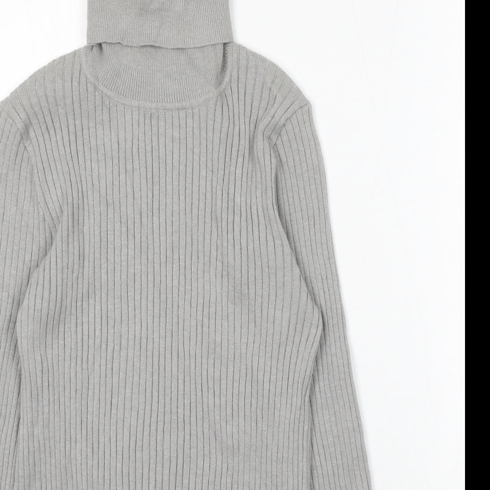 Primark Womens Grey Roll Neck Acrylic Pullover Jumper Size 12
