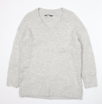 F&F Womens Beige V-Neck Acrylic Pullover Jumper Size 8