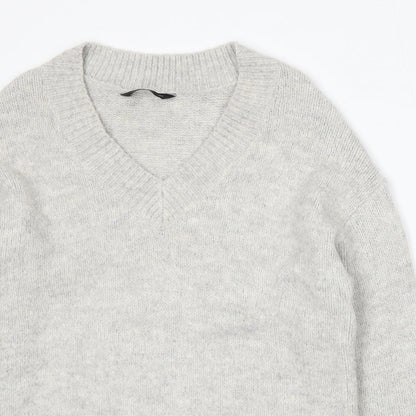 F&F Womens Beige V-Neck Acrylic Pullover Jumper Size 8