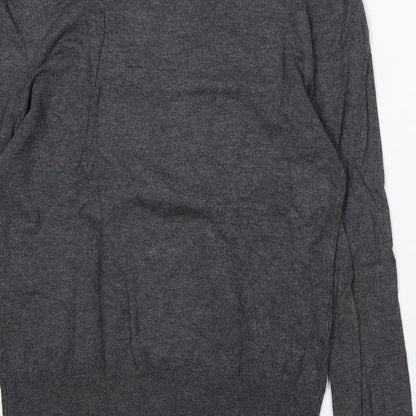 Selection Womens Grey V-Neck Acrylic Pullover Jumper Size 14