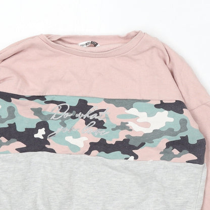 Pep&Co Girls Pink Camouflage Cotton Pullover Sweatshirt Size 11-12 Years Pullover - Do What You Love