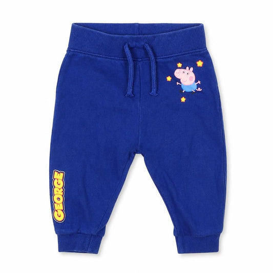 Peppa Pig Girls Blue Cotton Jogger Trousers Size 6-9 Months Drawstring - George